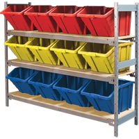 &eacute;tag&egrave;res larges avec bacs g&eacute;ants en plastique, Acier, Sans boulons, Capacit&eacute; 800 lb, 66" la x 60" h x 18" p Mukwa Safety Services