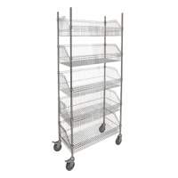 Chariot &agrave; tablette avec panier en treillis, Tiers 5, 48" la x 80" h x 24" p Mukwa Safety Services