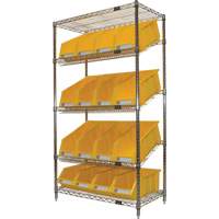 &eacute;tag&egrave;re en treillis m&eacute;tallique &agrave; tablettes inclin&eacute;es avec bacs, Tiers 5, 36" la x 63" h x 18" p Mukwa Safety Services