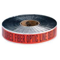 Ruban d'avertissement de danger souterrain Fiber Optic Line Identoline, 2" la x 1000' lo, Noir/orange Mukwa Safety Services