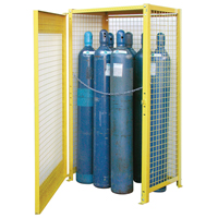 Gas Cylinder Cabinets, 10 Cylinder Capacity, 44" W x 30" D x 74" H, Yellow Mukwa Safety Services