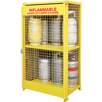 Gas Cylinder Cabinets, 12 Cylinder Capacity, 44" W x 30" D x 74" H, Yellow Mukwa Safety Services