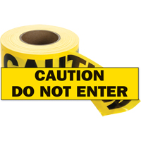 Rubans pour barricades, Anglais, 3" la x 1000' lo, 2 mils, Noir sur jaune Mukwa Safety Services