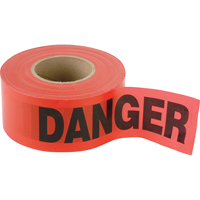 Petits rubans standards pour barricades, Anglais, 3" la x 300' lo, 2 mils, Noir/rouge Mukwa Safety Services