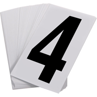 Pressure Sensitive Numbering, 4, 3-1/2" H, Black on White Mukwa Safety Services