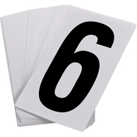 Pressure Sensitive Numbering, 6, 3-1/2" H, Black on White Mukwa Safety Services