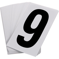 Pressure Sensitive Numbering, 9, 3-1/2" H, Black on White Mukwa Safety Services