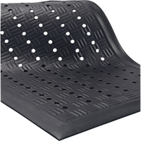 Cushion Station Mats, Slotted, 2' x 3-1/5' x 9/16", Black, Nitrile Mukwa Safety Services