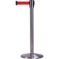 Free-Standing Crowd Control Barrier, Steel, 35" H, Red Tape, 7' Tape Length Mukwa Safety Services