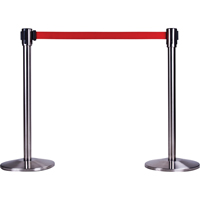 Free-Standing Crowd Control Barrier, Steel, 35" H, Red Tape, 7' Tape Length Mukwa Safety Services