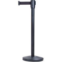 Barri&egrave;res sur pieds pour le contr&ocirc;le des foules, Acier, 35" h, Ruban Noir, Longueur du ruban 7' Mukwa Safety Services