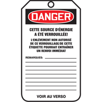 Lockout Tags, Cardstock, 3-1/8" W x 5-7/8" H, French Mukwa Safety Services