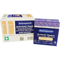 Syst&egrave;mes de distribution de bandages Salvequick - recharges st&eacute;riles, Rectangulaire/carr&eacute;e, Plastique, St&eacute;rile Mukwa Safety Services