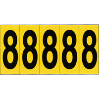 Individual Adhesive Number Markers, 8, 3-7/8" H, Black on Yellow Mukwa Safety Services