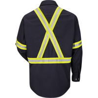 Work Shirt with Reflective Trim, Cotton/Nylon, Medium, High Visibility Orange Mukwa Safety Services