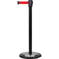 Free-Standing Crowd Control Barrier, Steel, 35" H, Red Tape, 12' Tape Length Mukwa Safety Services