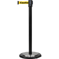 Free-Standing Crowd Control Barrier, Steel, 35" H, Yellow Tape, 7' Tape Length Mukwa Safety Services