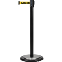 Free-Standing Crowd Control Barrier, Steel, 35" H, Yellow Tape, 7' Tape Length Mukwa Safety Services