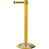 Free-Standing Crowd Control Barrier, Steel, 35" H, Yellow Tape, 7' Tape Length Mukwa Safety Services