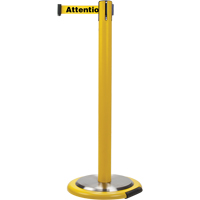 Free-Standing Crowd Control Barrier, Steel, 35" H, Yellow Tape, 7' Tape Length Mukwa Safety Services