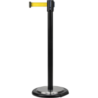 Free-Standing Crowd Control Barrier, Steel, 35" H, Yellow Tape, 7' Tape Length Mukwa Safety Services