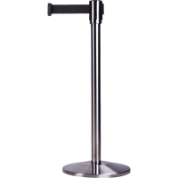 Free-Standing Crowd Control Barrier, Steel, 35" H, Black Tape, 12' Tape Length Mukwa Safety Services