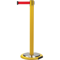 Free-Standing Crowd Control Barrier, Steel, 35" H, Red Tape, 12' Tape Length Mukwa Safety Services