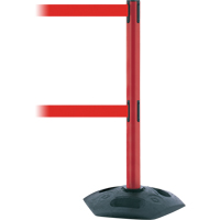 Poteau robuste &agrave; ligne double, Plastique, 38" h, Ruban Rouge, Longueur du ruban 13' Mukwa Safety Services