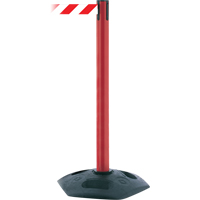 Poteau robuste &agrave; ligne simple, Plastique, 38" h, Ruban Blanc/Rouge, Longueur du ruban 13' Mukwa Safety Services