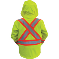 Hi-Vis FR/PU Safety Rain Jackets, Small, High Visibility Lime-Yellow Mukwa Safety Services
