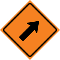 Enseigne enroulable de circulation fl&egrave;che oblique vers la droite, 36" x 36", Vinyle, Pictogramme Mukwa Safety Services