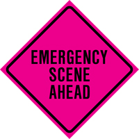 Enseigne enroulable de circulation  Emergency Scene Ahead , 36" x 36", Vinyle, Anglais Mukwa Safety Services