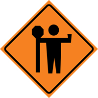 Enseigne enroulable de circulation signaleur, 36" x 36", Vinyle, Pictogramme Mukwa Safety Services