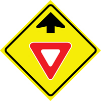 Enseigne enroulable de circulation  Yield Ahead , 36" x 36", Vinyle, Pictogramme Mukwa Safety Services
