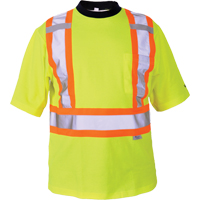 Safety T-Shirt, Polyester, Medium, High Visibility Lime-Yellow Mukwa Safety Services