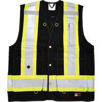 Fire Retardant Surveyor Safety Vest, Black, Small, Cotton Mukwa Safety Services