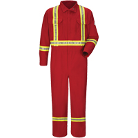 Combinaisons de luxe r&eacute;sistantes au feu avec bordures r&eacute;fl&eacute;chissantes, Taille 38, Rouge, 5,6 cal/cm² Mukwa Safety Services