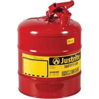 Safety Cans, Type I, Steel, 5 US gal., Red, FM Approved/UL/ULC Listed Mukwa Safety Services