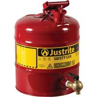 Bidon avec robinet s&eacute;curitaires pour laboratoires, Type I, Acier, 5 gal. US, Rouge, Homologu&eacute; FM Mukwa Safety Services