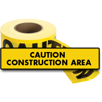 Standard Barricade Tape, English, 3" W x 1000' L, 2 mils, Black on Yellow Mukwa Safety Services