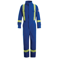 Combinaisons de qualit&eacute; sup&eacute;rieure r&eacute;sistantes aux flammes avec bandes r&eacute;fl&eacute;chissantes, Taille 38, Bleu royal, 5,1 cal/cm² Mukwa Safety Services
