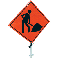 Men At Work Pole Sign, 24" x 24", Vinyl, Pictogram Mukwa Safety Services