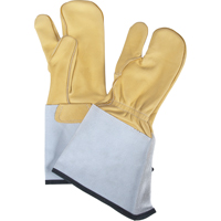 3-Finger Gloves, Medium, Grain Cowhide Palm Mukwa Safety Services