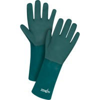 Double Dipped Green Gloves, 14" L, PVC, Cotton Jersey Inner Lining, 70-mil Mukwa Safety Services