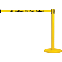 Free-Standing Crowd Control Barrier, Steel, 35" H, Yellow Tape, 7' Tape Length Mukwa Safety Services