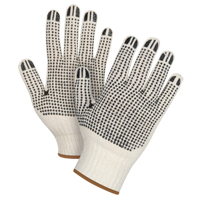Heavyweight Double-Sided Dotted String Knit Gloves, Poly/Cotton, Double Sided, 7 Gauge, Large Mukwa Safety Services