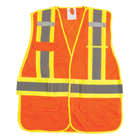 Veste d'arpenteur haute visibilit&eacute;, conforme &agrave; la CSA, Orange haute visibilit&eacute;, Moyen, Polyester Mukwa Safety Services
