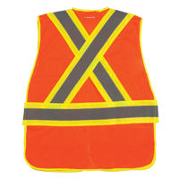 Veste d'arpenteur haute visibilit&eacute;, conforme &agrave; la CSA, Orange haute visibilit&eacute;, Moyen, Polyester Mukwa Safety Services