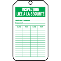 Inspection Tags, Cardstock, 3-1/8" W x 5-7/8" H, French Mukwa Safety Services