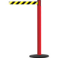 Montant pour syst&egrave;me Advance TensaBarrier, Acier, 36" h, Ruban Noir/Jaune, Longueur du ruban 7,5' Mukwa Safety Services